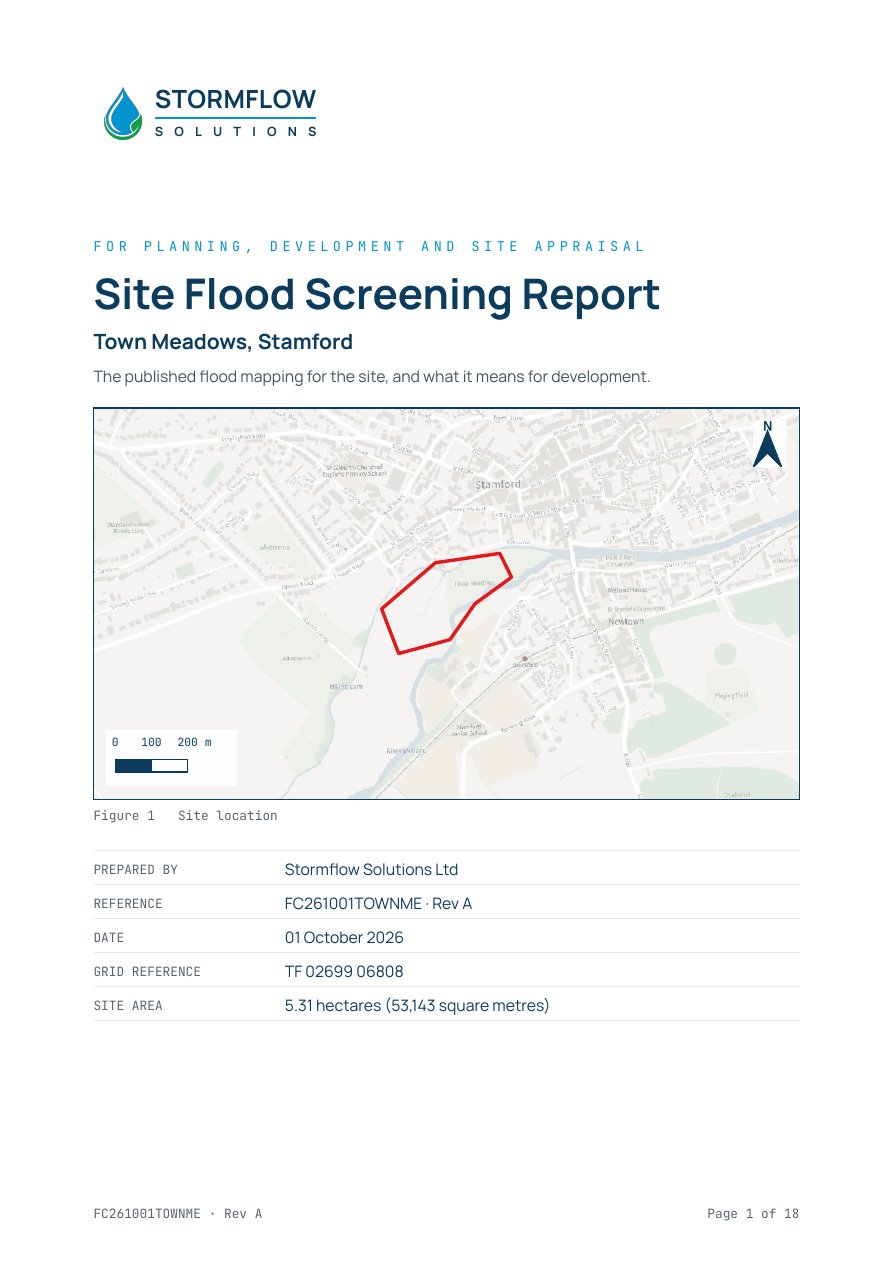 Cover of the Town Meadows sample report