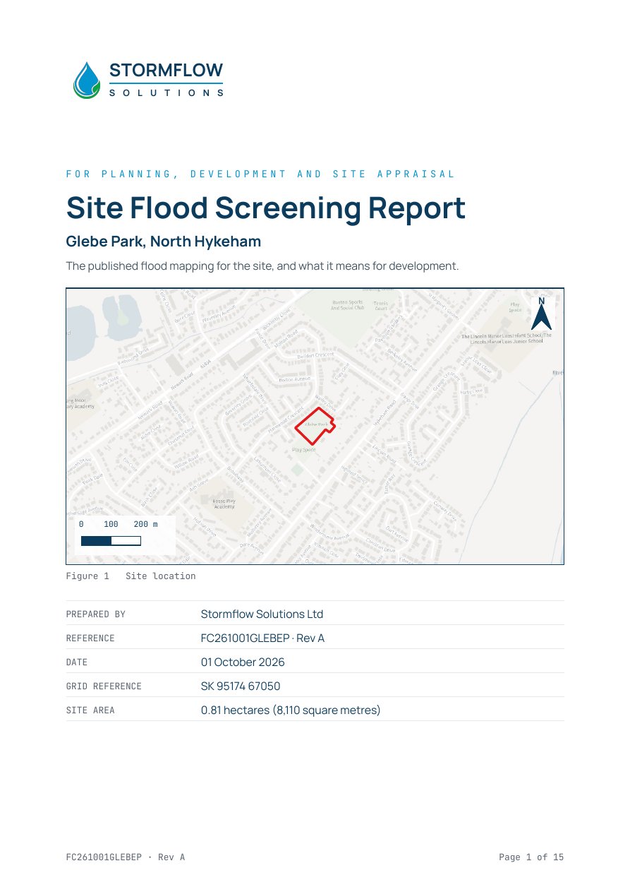 Cover of the Glebe Park sample report